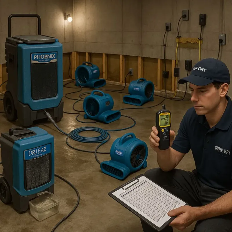 Structural Drying and Dehumidification process in Renville County, MN